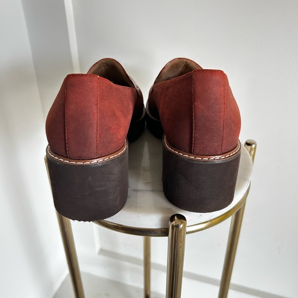 ⭐️SOLD Burnt Rust Leather Platform Loafers | Croc Embossed | Chunky 90s Minimal - Picture 3 of 11